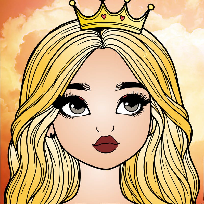 a realistic girl with a crown on
