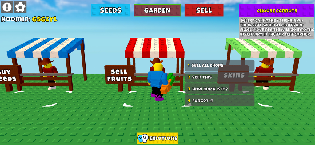 Grow a Garden : Master Game - Puestos de mercado para comprar semillas y vender frutas en Grow a Garden Master Game.
