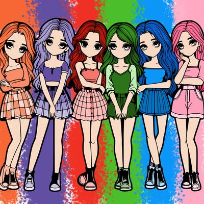 a group of girls realistic