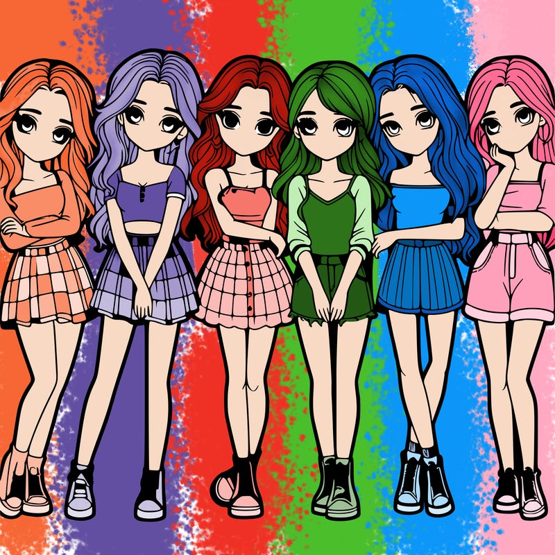 a group of girls realistic