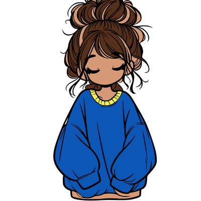 girl with baggy sweatshirt and messy bun