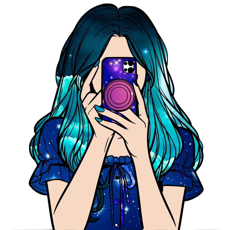 a realistic girl holding her phone taking pictures