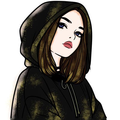 a realistic girl in a hoodie