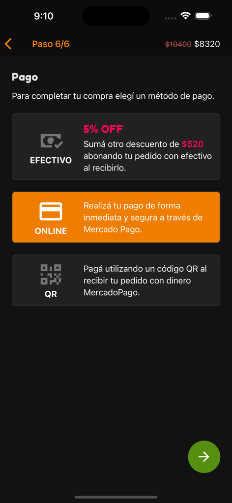 Ishidan - 石段寿司アプリの支払い画面。現金、オンライン、QRコードのオプションが表示されています。