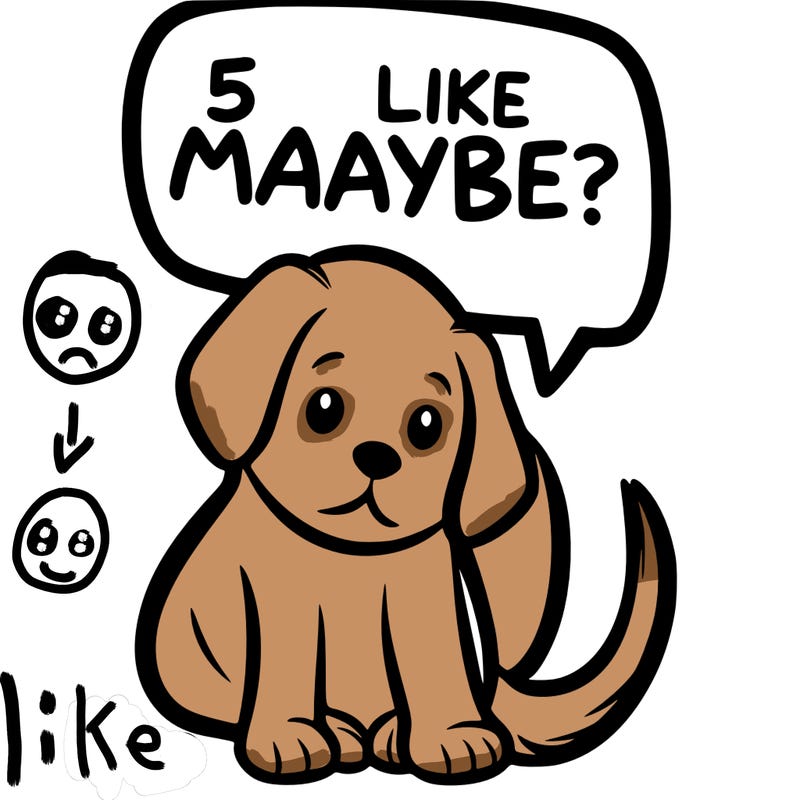 a puppy that says 5 like maybe