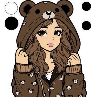 realistic girl in a animal pjs hoodie