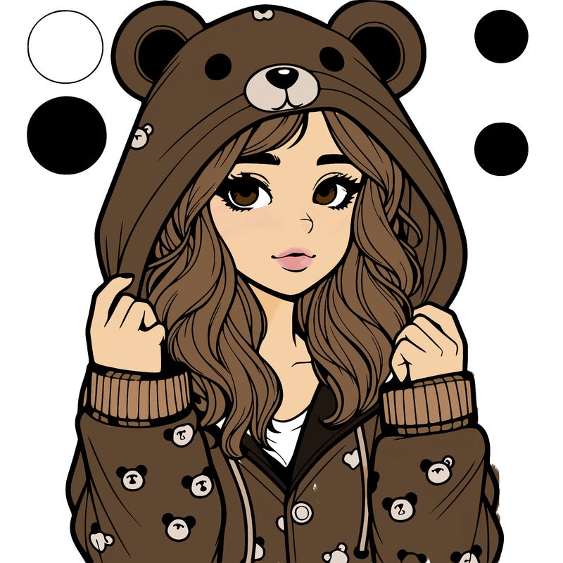 realistic girl in a animal pjs hoodie
