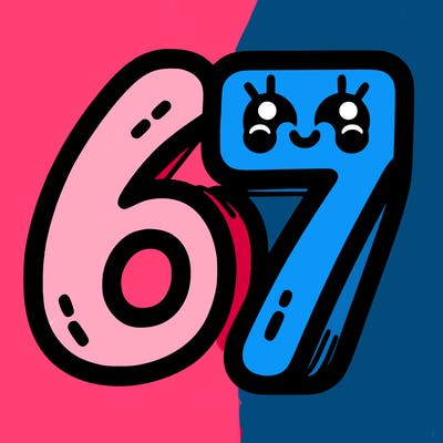 the numbers 67