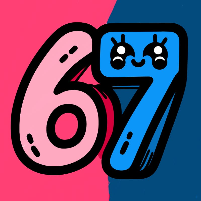 the numbers 67