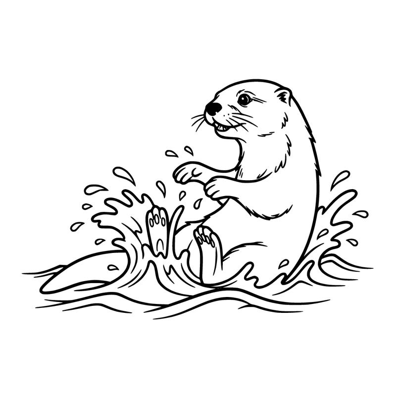 otter in the water playing