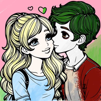 realistic girl and a boy in love