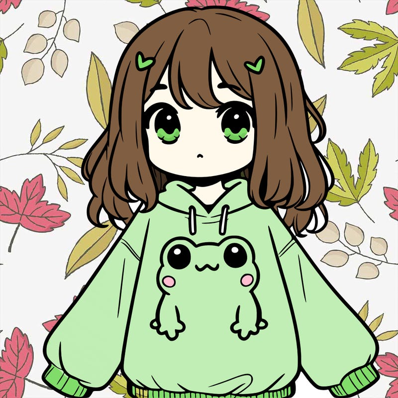 girl wearing frogging sweatshirt