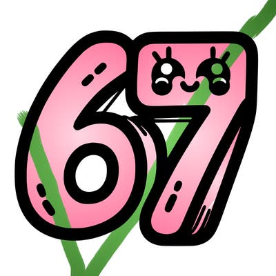 the numbers 67