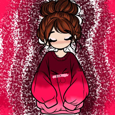 girl with baggy sweatshirt and messy bun