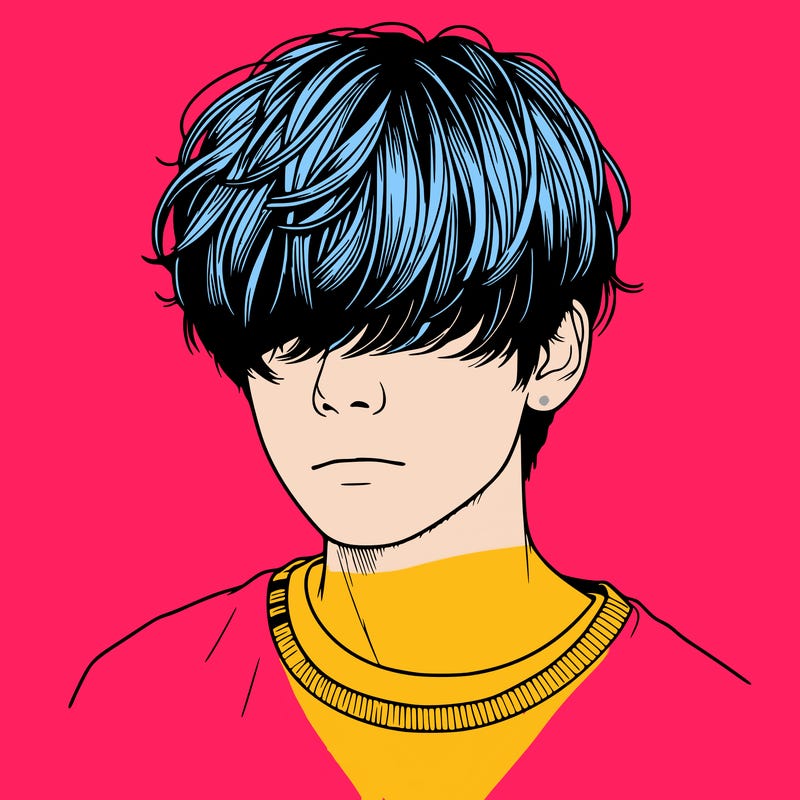 realistic korean boy with hair covering eyes