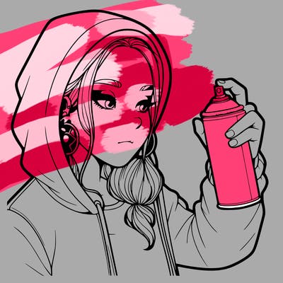 a realistic girl, spray painting