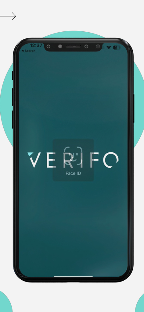 Verifo - Secure Face ID login screen for the Verifo mobile finance app