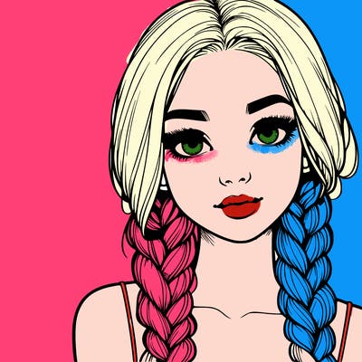 realistic girl with braids