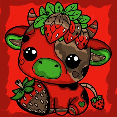 cute strawberry cow