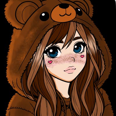realistic girl in a bear hoodie