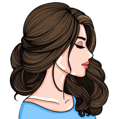 realistic woman's head & hair