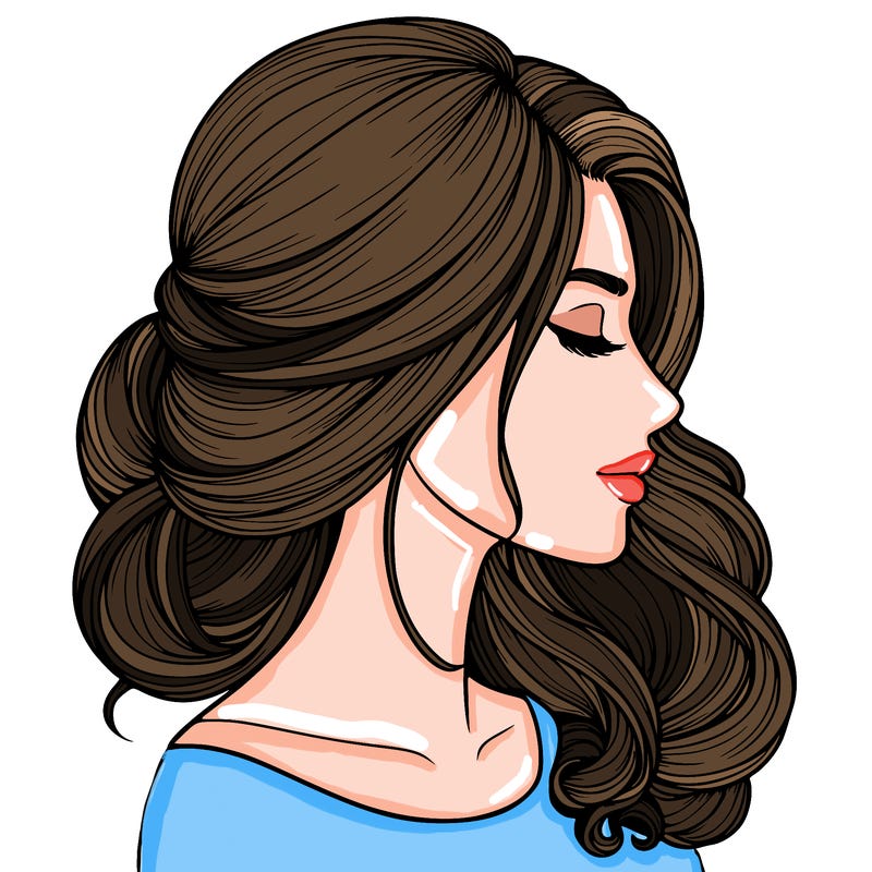 realistic woman's head & hair