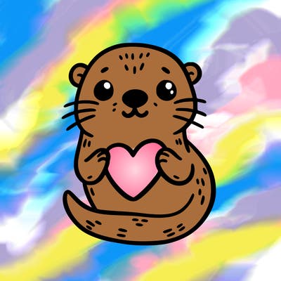 otter with a heart
