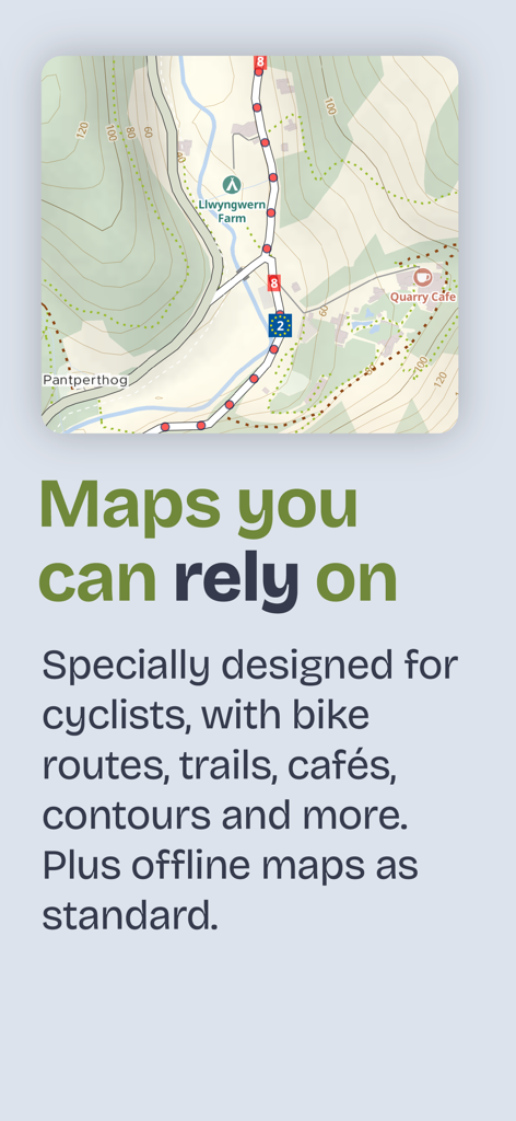 Detailed cycling map showing bike routes trails and elevation contours