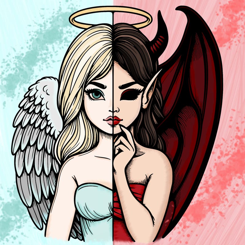 realistic angel half demon