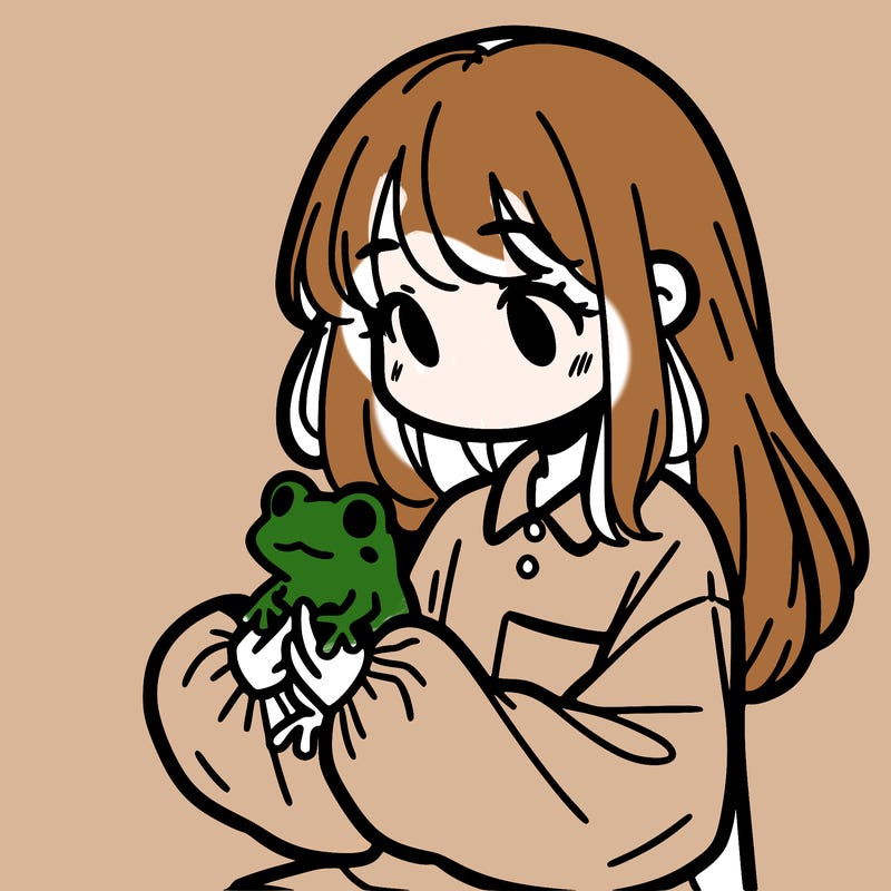 girl with long hair and a oversized shirt. and she is holding a frog