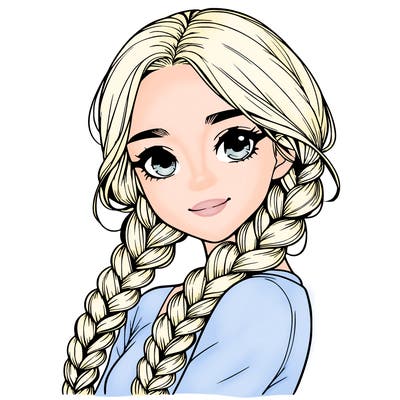 realistic girl with braids
