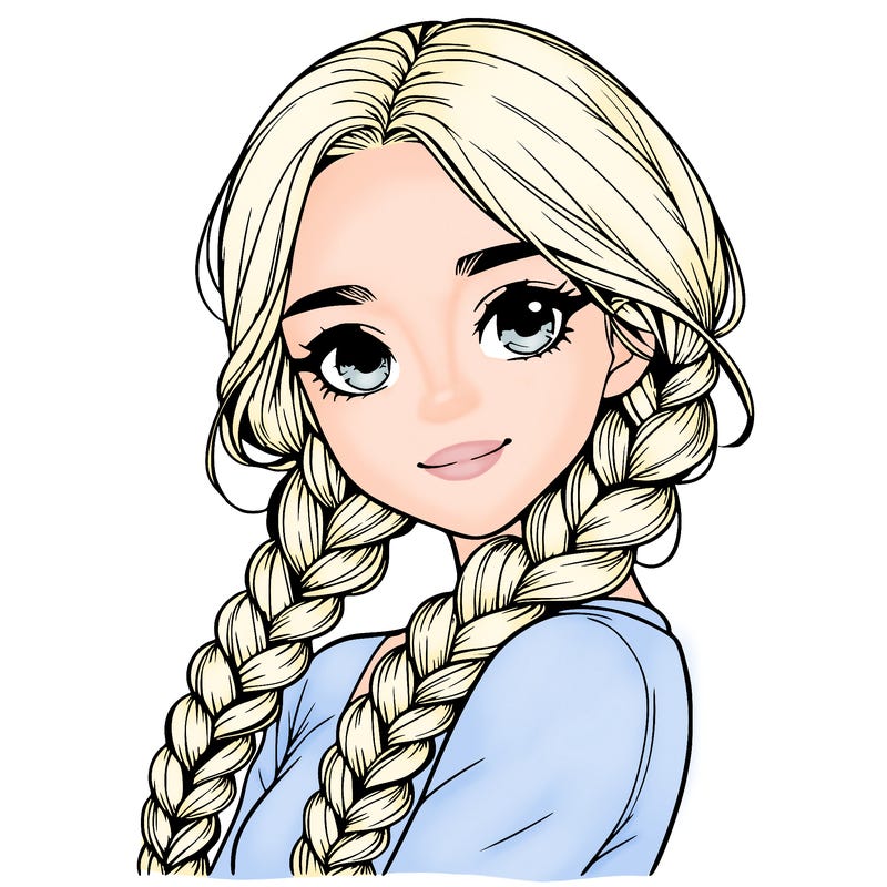 realistic girl with braids