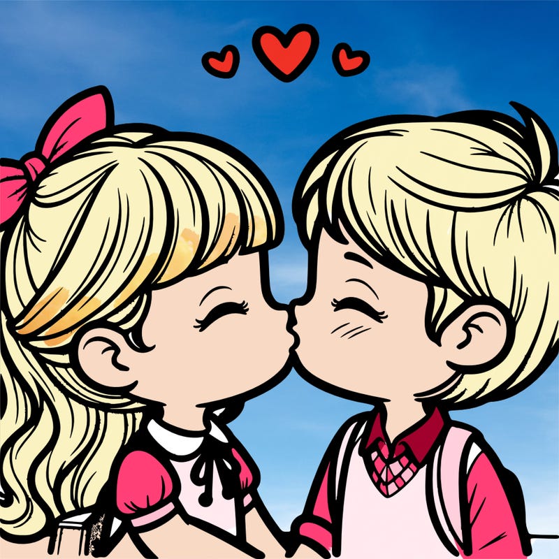boy and girl kissing