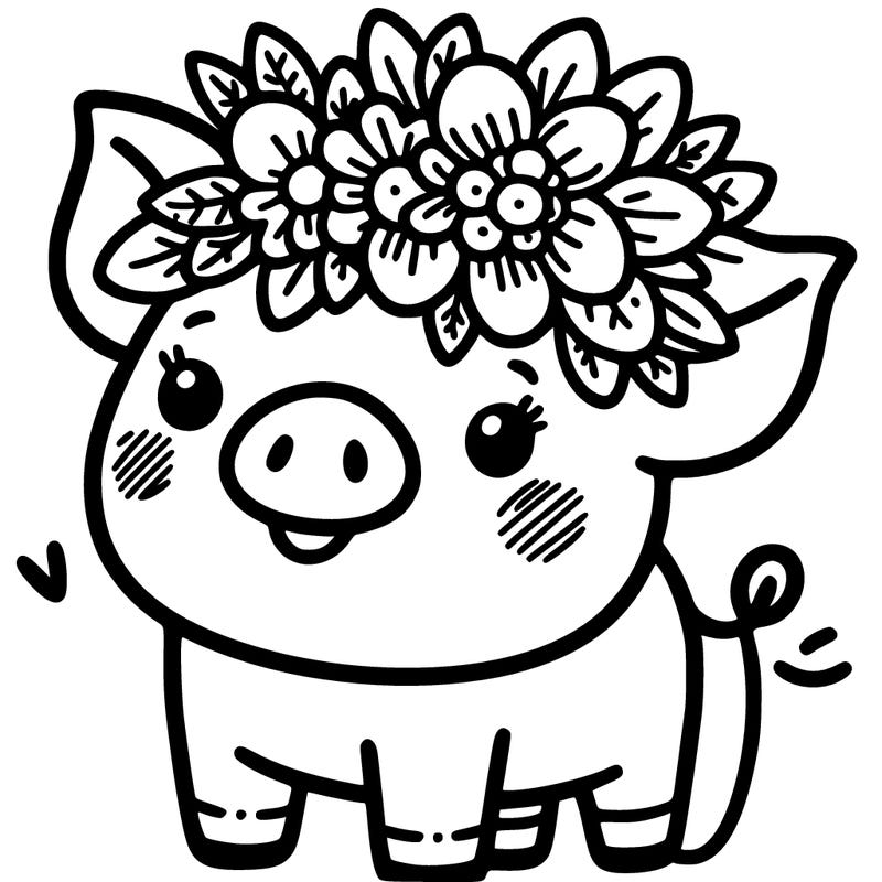 a piggy wearing a flower crown 👑