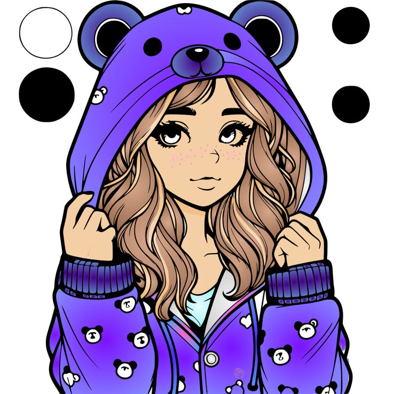 realistic girl in a animal pjs hoodie