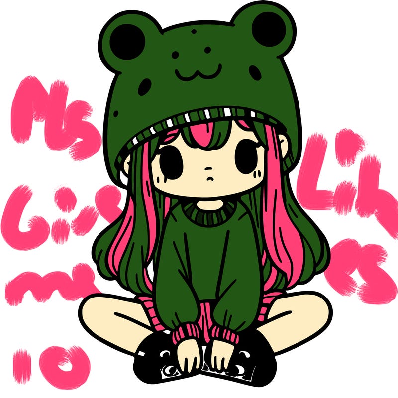 a girl wearing a frog hat and some frog socks