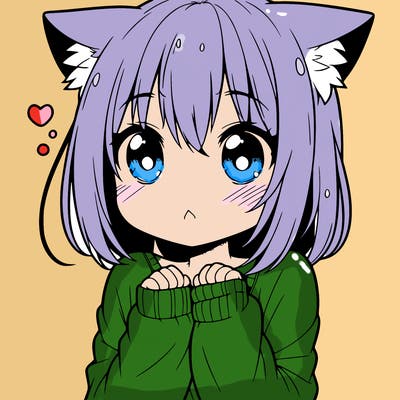 shy anime catgirl