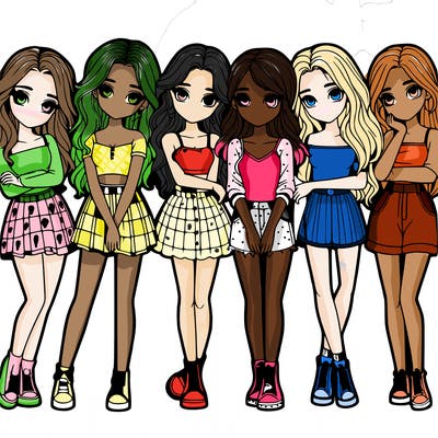 a group of girls realistic
