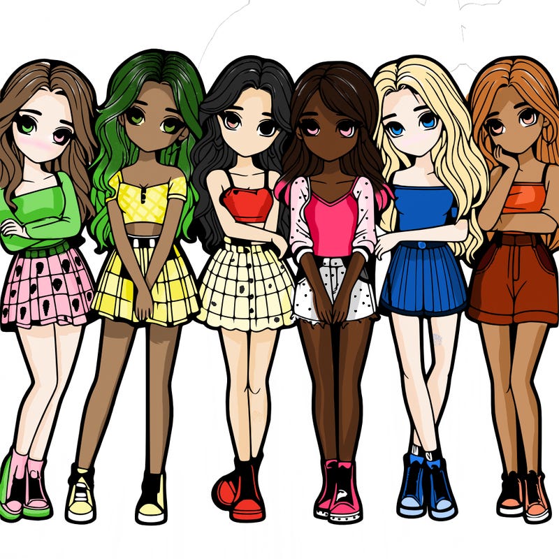 a group of girls realistic