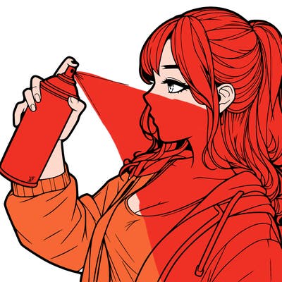 a realistic girl spray, painting