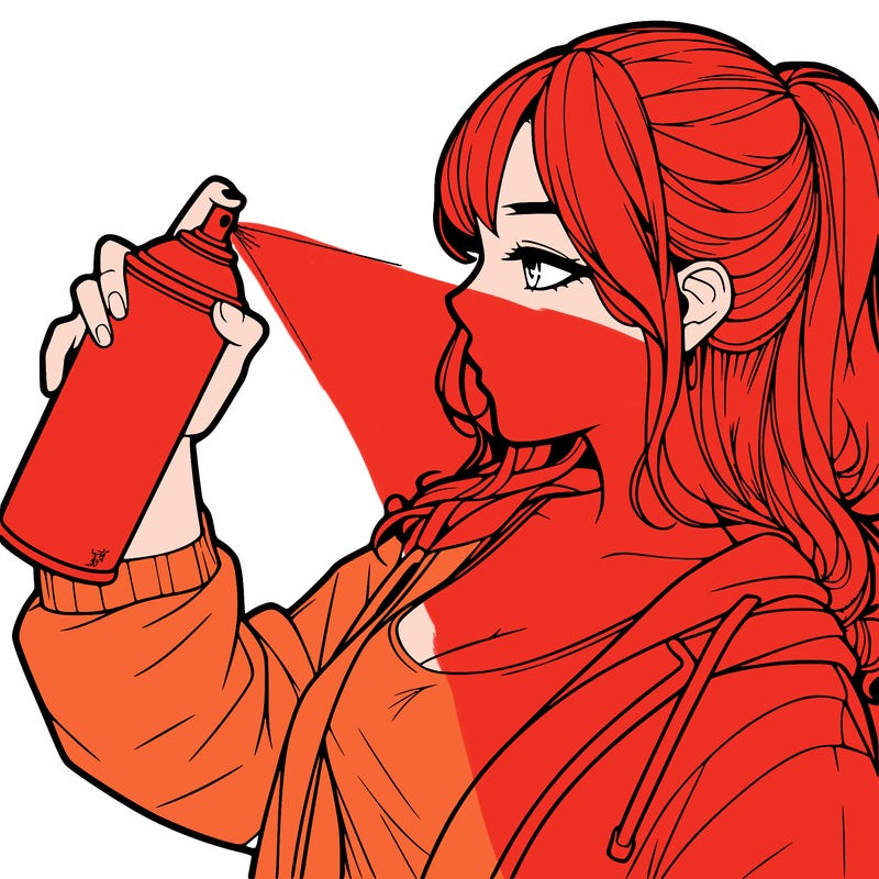 a realistic girl spray, painting