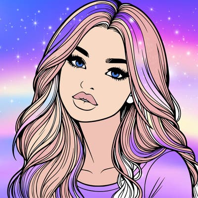 realistic girl with hair on her hair and lips