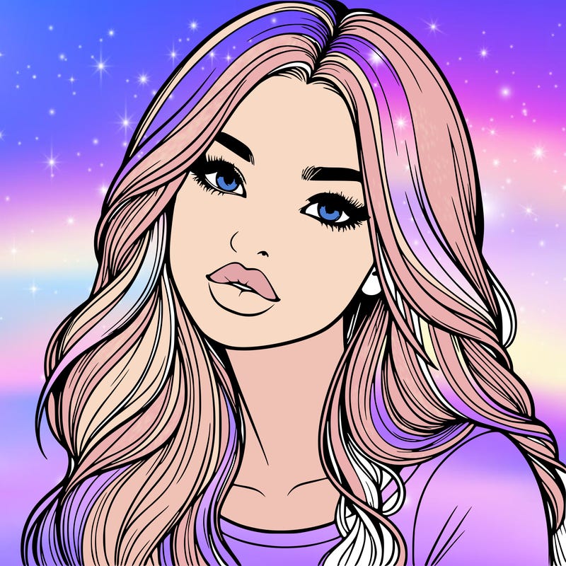 realistic girl with hair on her hair and lips