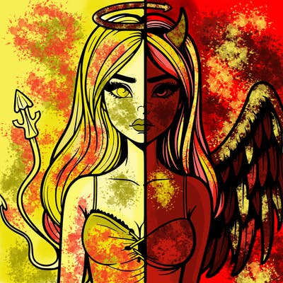 devil vs angel realistic girl