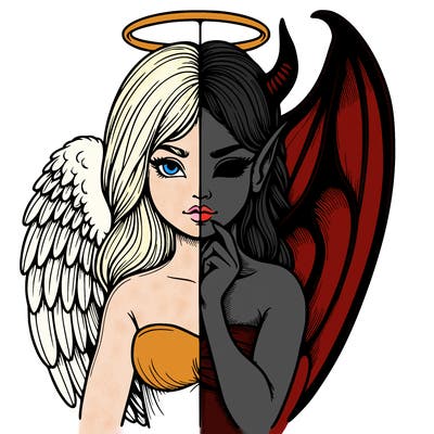 realistic angel half demon