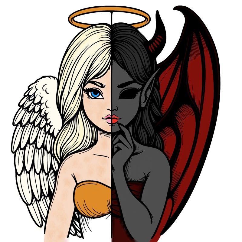 realistic angel half demon