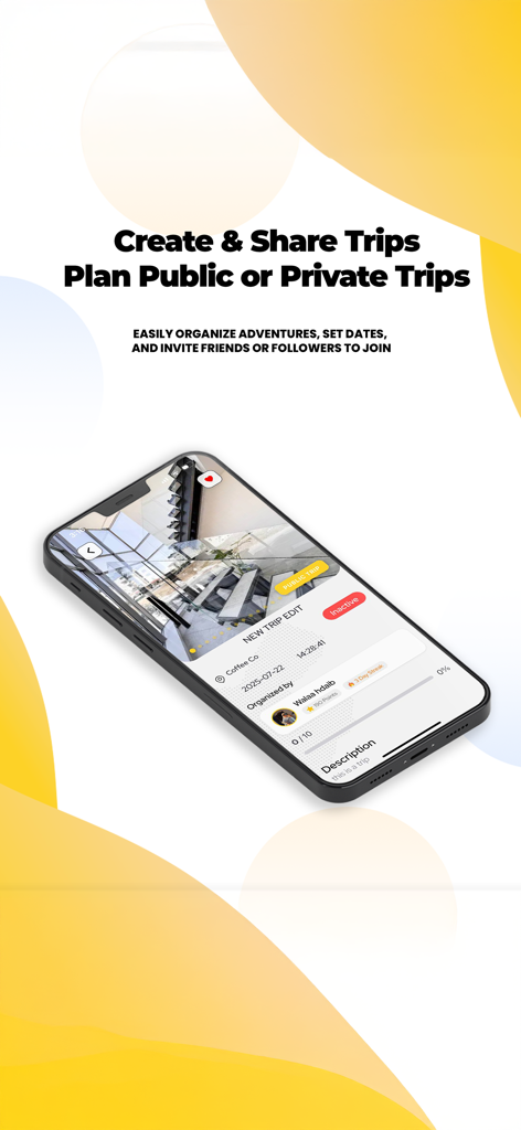 Discover Jordan app screen displaying the interface for creating and sharing public or private travel itineraries.