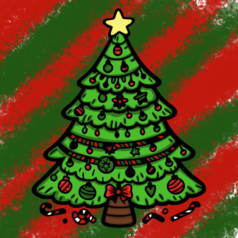 christmas tree with lots of details