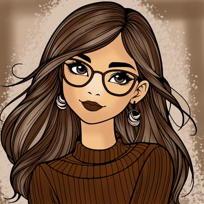 realistic girl with glasses