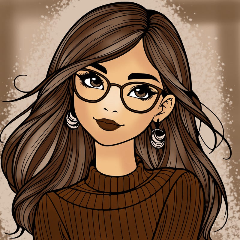 realistic girl with glasses